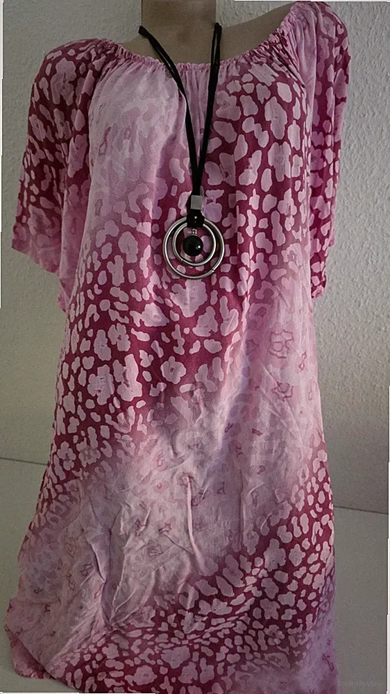 Sommerkleid Strandkleid Rosa A-Linie weit geschnitten Gr 48-50 Italy Kurzarm