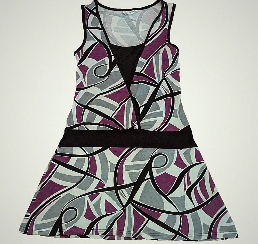 Sommerkleid Trägerkleid A-Linien Kleid Stretch Lila Größe M