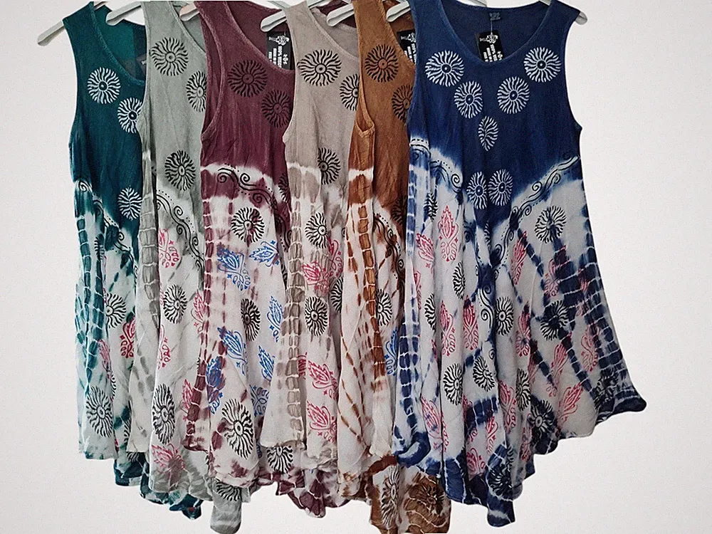 Sommerkleid Tunika A-Linie Strandkleid 40 42 44 46 48 Hippie BOHO Strand Kleid