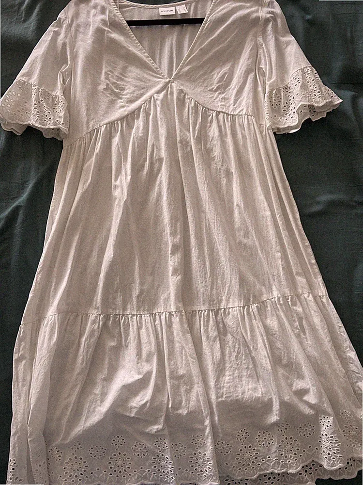 Sommerkleid Weiß Mit Spitze / Lochstickerei 38 Bodyflirt Top