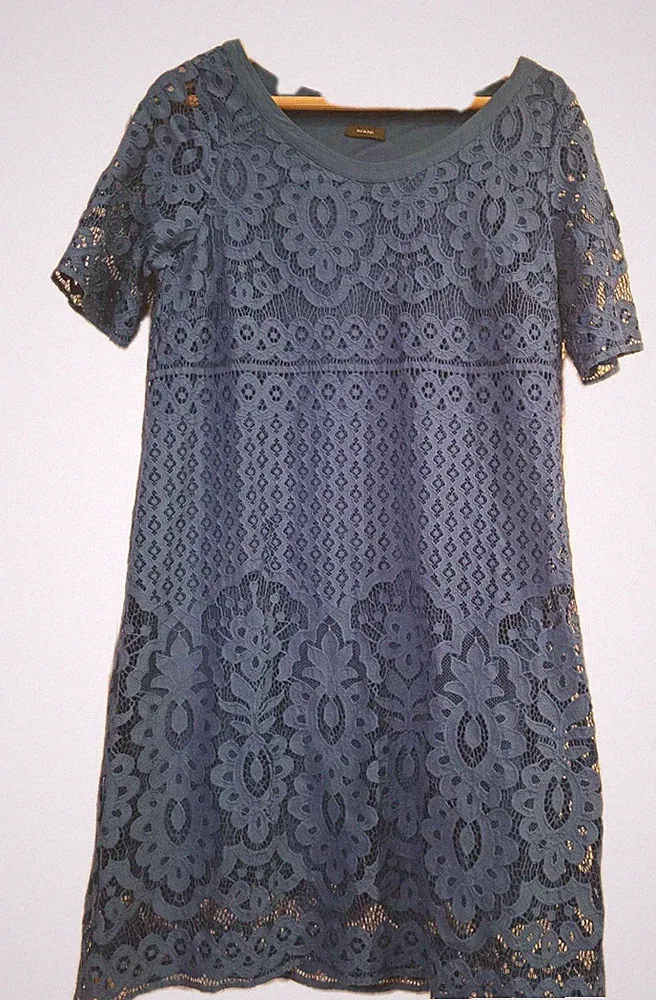 Spitzenkleid Sommerkleid Kleid Damen 40/42 L blau