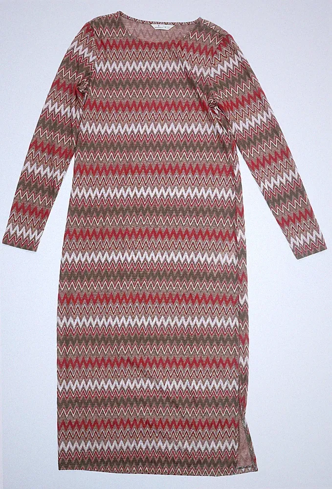 Springfield Damen rot grün Chevron Midi Etui-Kleid Größe 12