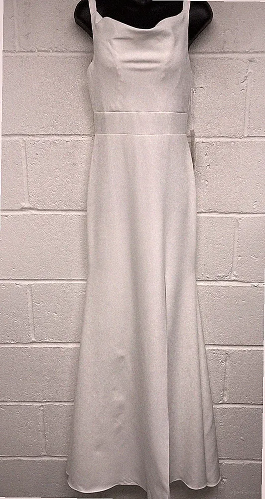 Stacee's Kleid elfenbeinfarben Wasserfallausschnitt Oberschenkelschlitz Hochzeit Anlass UK8 neu mit Etikett PBF
