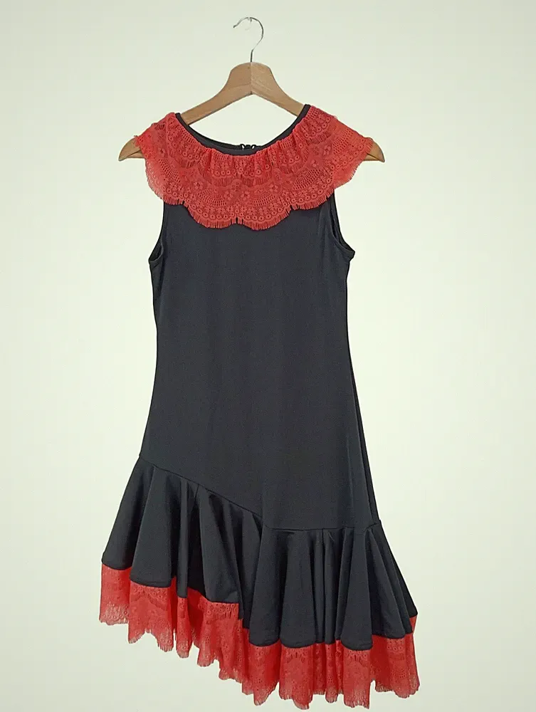 STARLITE A-Linien Kleid Damen Kleid Gr. DE 38 schwarz-rot Casual-Look