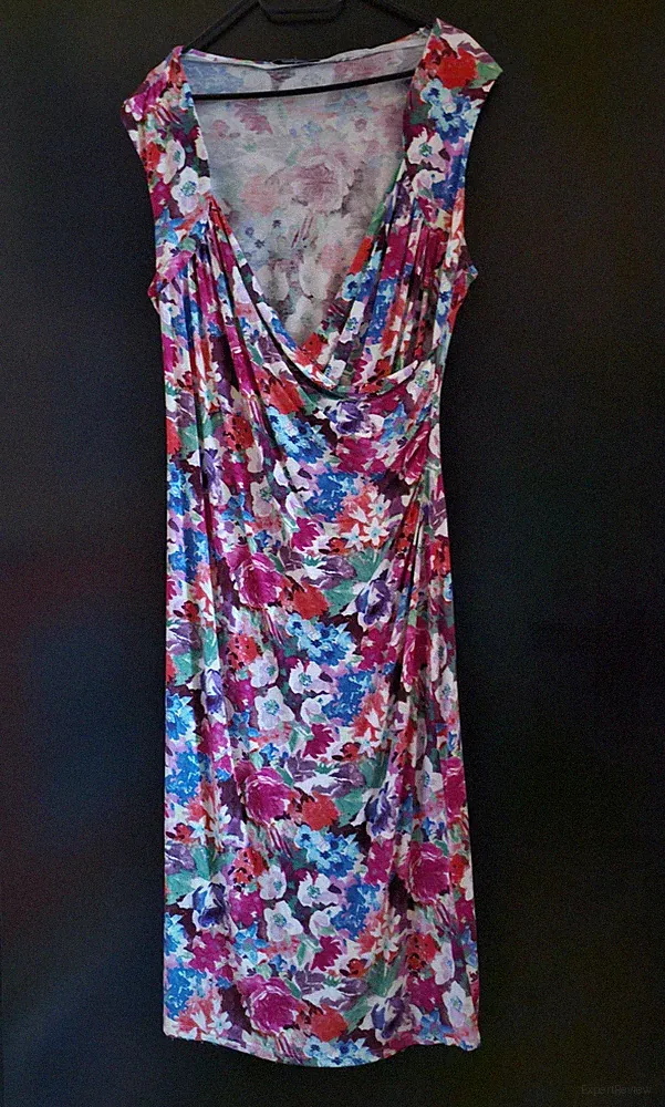 Steilmann - Sommer Kleid Koffer bunt Blumen Viskose Elastan - 44 - XL - NEU