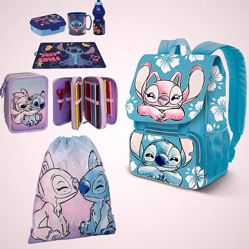 Stitch & Angel Set 7-teilig Stretch Rucksack Etui Grundschule Mädchen
