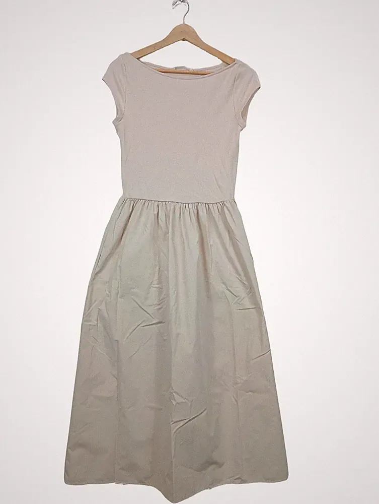 STRADIVARIUS A-Linien Kleid Damen Kleid Gr. DE 40 creme Elegant