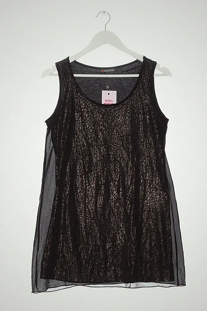 STREET ONE A-Linien Kleid Damen Kleid Gr. DE 36 schwarz-goldfarben Elegant