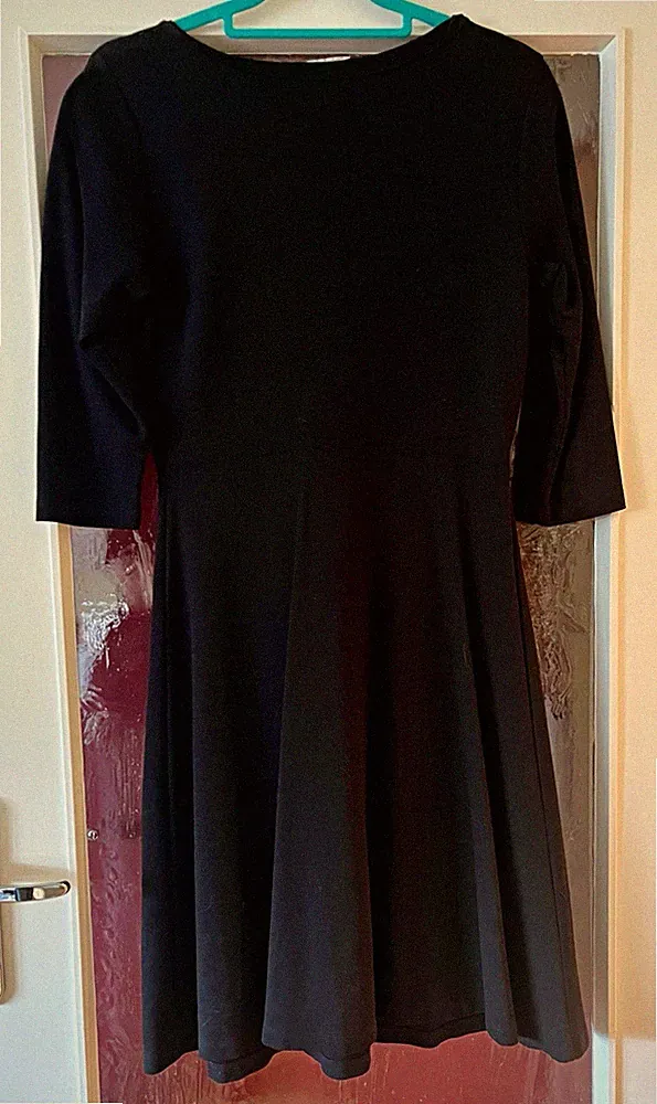 Street One Damen Kleid schwarz A-Linie Jersey Stretch Rundhals 3/4 Arm Gr. 36