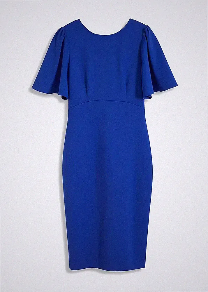 Strukturiertes Crêpe-Minikleid Gr. 36/38 Blau Damen-Mini-Kleid Etuikleid Neu