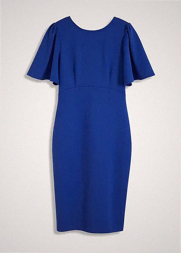 Strukturiertes Crêpe-Minikleid Gr. 36/38 Blau Mini Etuikleid Partykleid Neu*