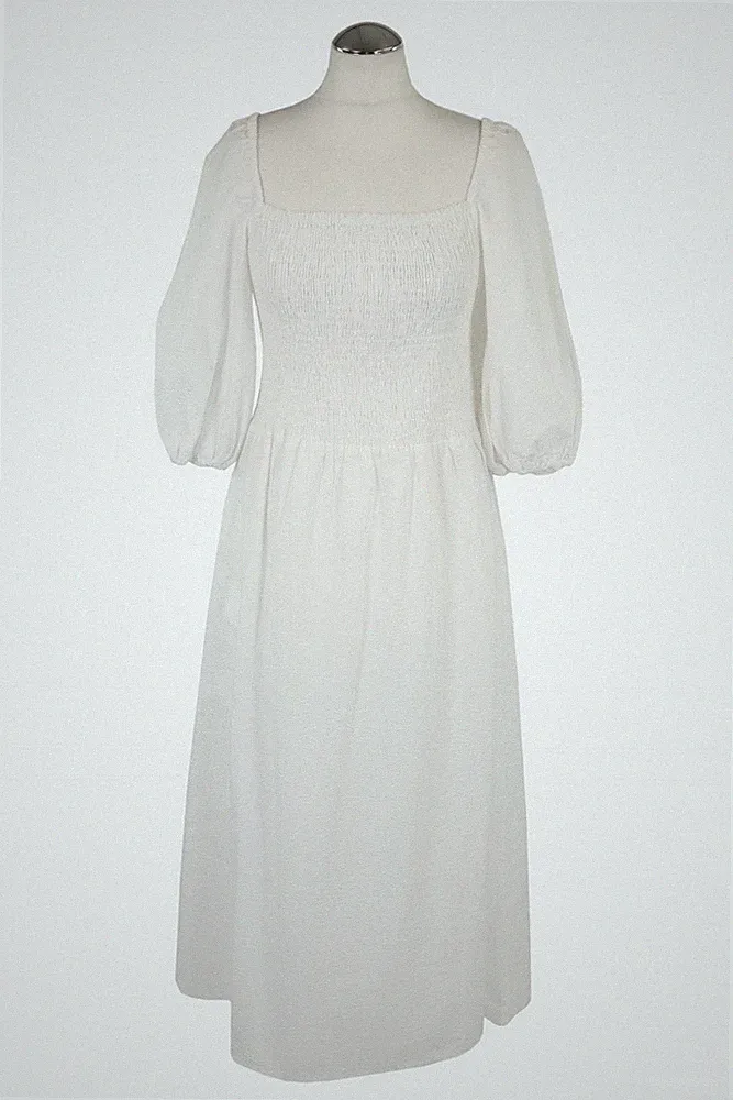 Stylein Damen Kleid Gr. 40 (L) Weiß NEU Baumwolle Kleid A-Linie Dress