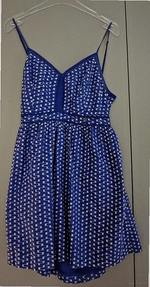 süßes blaues Sommerkleid weiß bestickt von Superdry für Damen, Gr. 40, Baumwolle