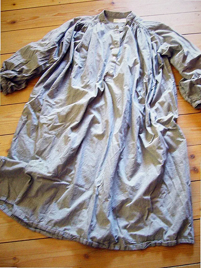 Süßes Boho-Kleid von Skall Studio, kleines Karo, oversized lässig, Gr. 40