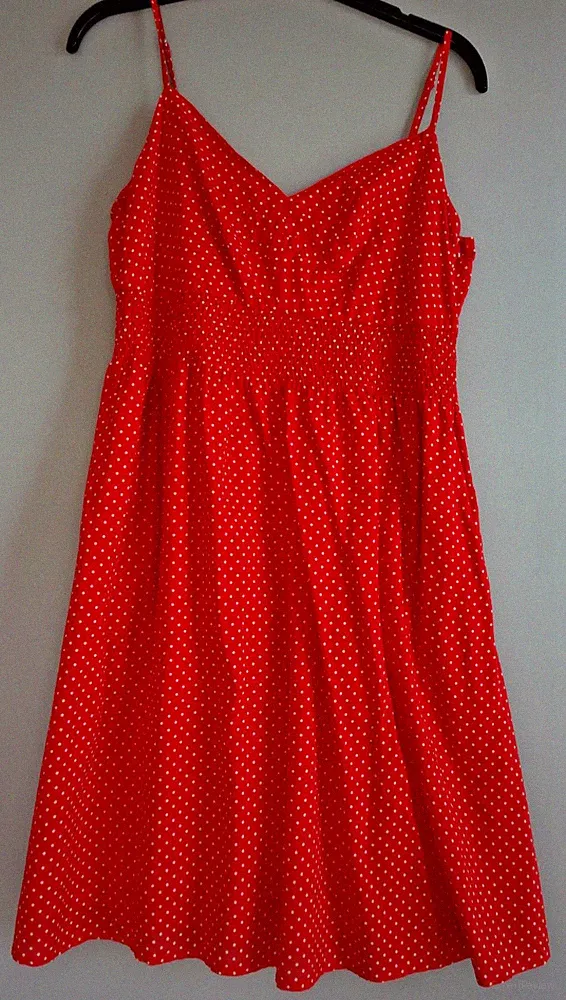 süßes rotes Sommerkleid mit weißen Punkten von Esprit Damen, Gr. 38, Baumwolle