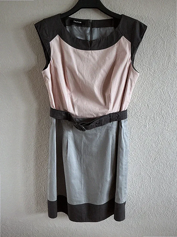 süßes Sommerkleid - Taifun - Größe 40 - Gürtel, tailliert, Baumwolle/Elasthan