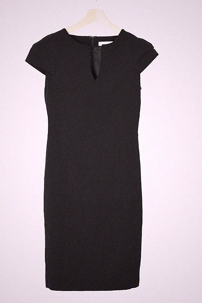 Suitsupply Kleid Damen (EU) 38 Kurzarm Gefüttert Schwarz Midi Etuikleid