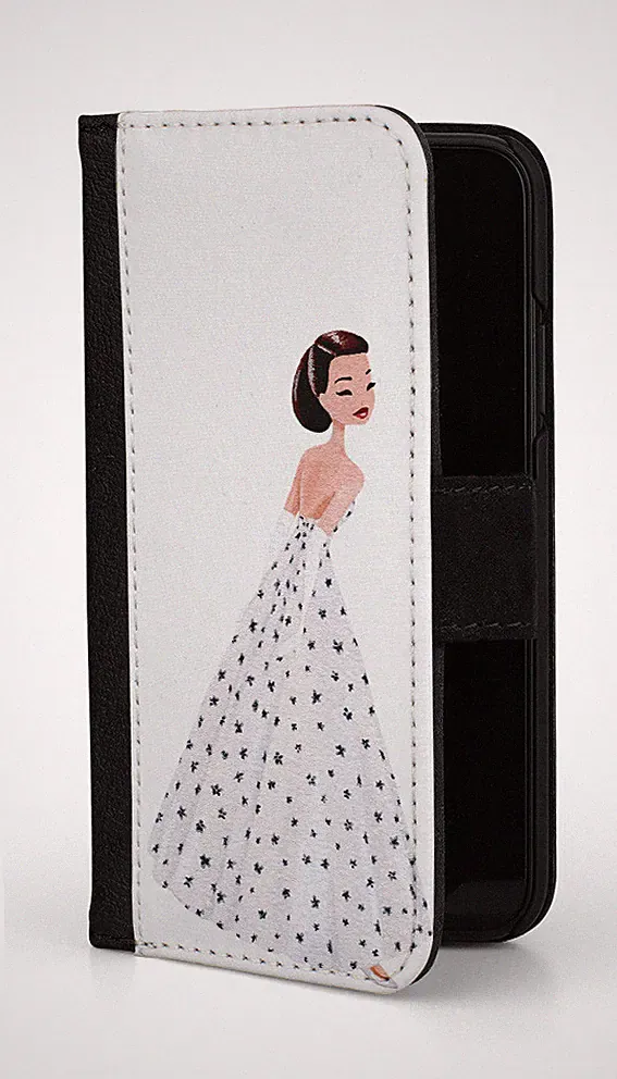Sunny-Case Klapphülle Flip Case Etui für iphone 12 Audrey weisses Kleid Nr.828