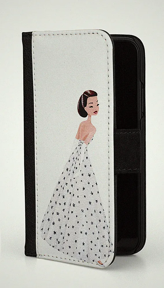 Sunny-Case Klapphülle Flip Case Etui für iphone 12 MINI Audrey weisses Kleid N