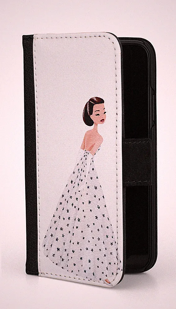 Sunny-Case Klapphülle Flip Case Etui für iphone 13 PLUS Audrey weisses Kleid N