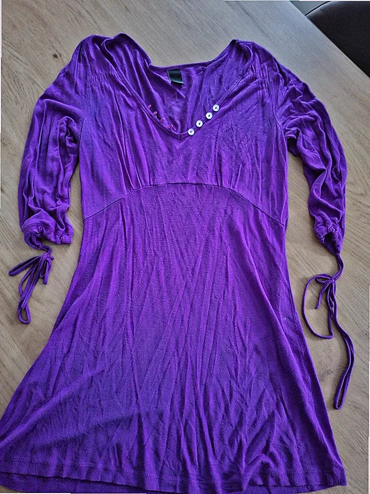 Super Vero Moda Kleid Lila Gr. M Geraffte Ärmel guter Zustand RL1/2