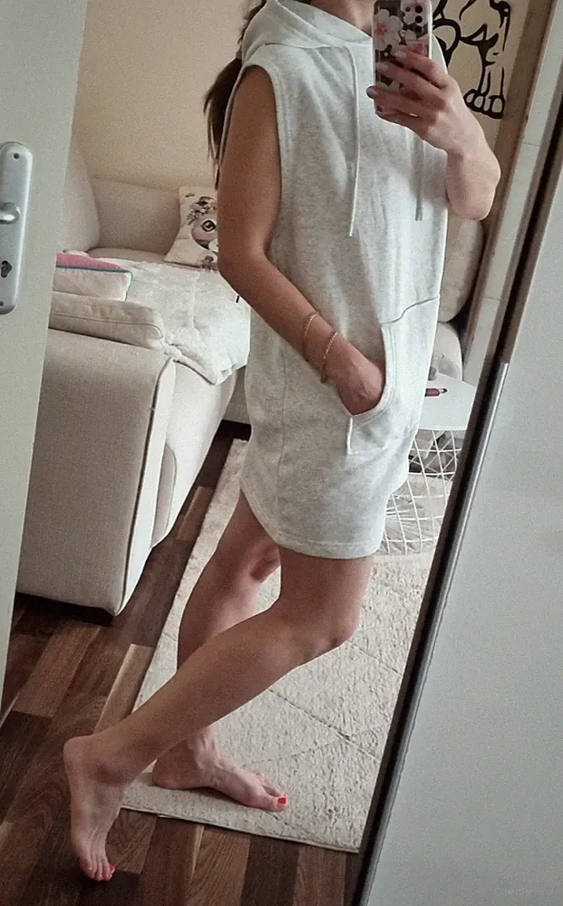 Sweatkleid mit Kapuze H&M grau XS S 34 36 164 170 Mädchen Sweat kleid Knielang