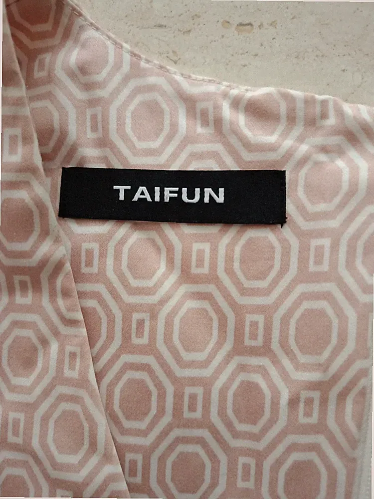 Taifun Da. Sommerkleid Gr.44 Zartrosa Muster Baumwolle Elastan Tailliert Top