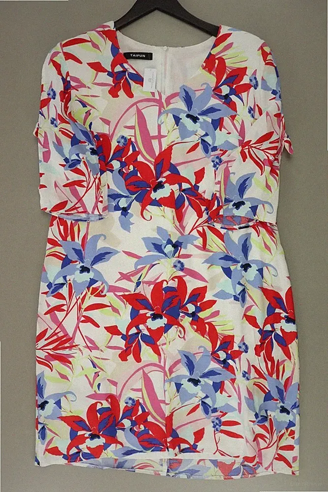 Taifun Etuikleid Regular Kleid für Damen Gr. 42, L mit Blumenmuster neuwertig