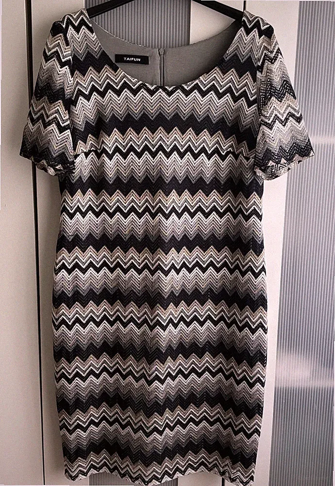 Taifun Sommerkleid Etuikleid Gr. 38 40 blau kaki weiß