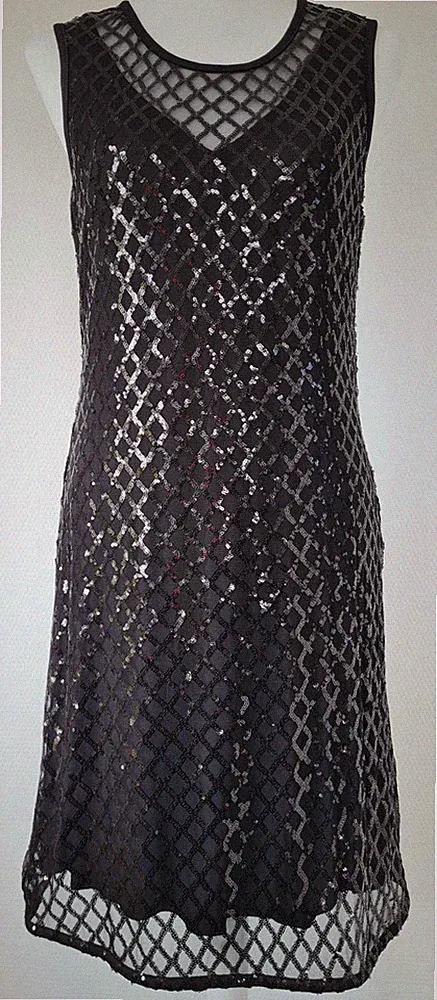 Talbot Runhof x Peter Hahn, Etui Pailletten Abendkleid, schwarz Gr. 38