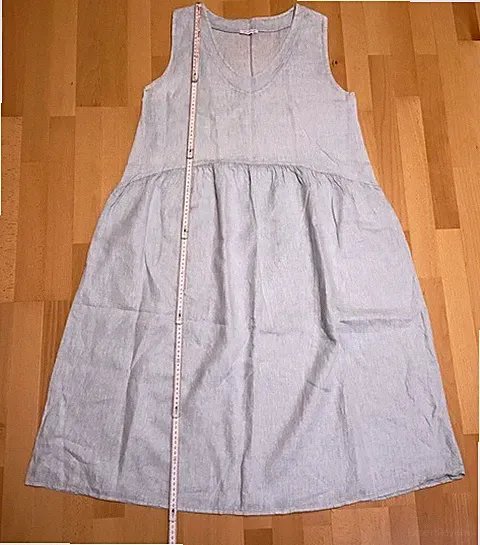TALISA BENSON Leinen-Kleid ärmellos kaschiert 40/42 L/XL A-Linie hell-blau damen