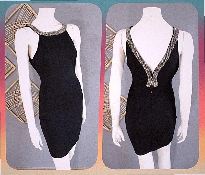❤️ Tally Weijl ❤️elegantes Cocktail Party Etui Kleid Jersey Strass 38 schwarz ❤️