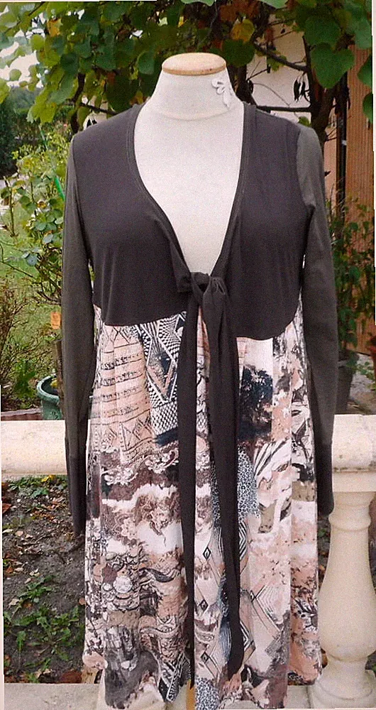 TANAÏS schönes Kleid Tunika braun Modell ZARO Gr. 44 46 neu FRANKREICH
