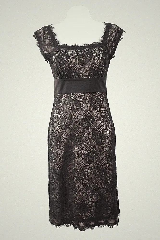 Ted Baker Damen Kleid Gr. 32 Schwarz Etuikleid Dress Spitzenkleid Cocktailkleid