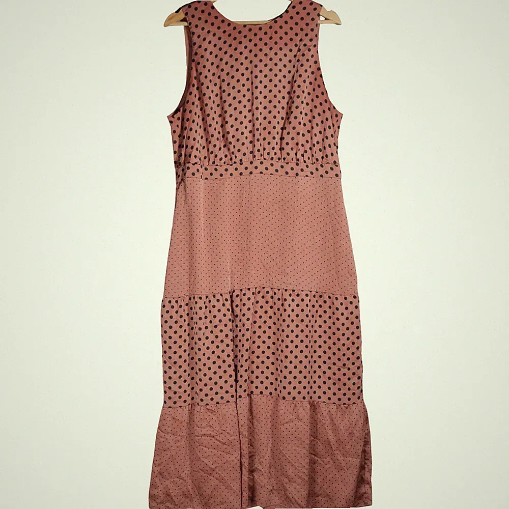 Ted Baker Kleid Gr. 5 UK 16 Altrosa Gepunktet Stufen Midi Bindeband Ausschnitt Party
