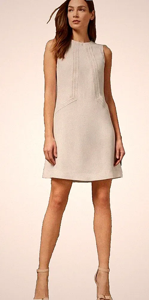 TED BAKER Kleid weiß bestickt ärmellos Party Anlass 3 UK 12 US 8 EU 40