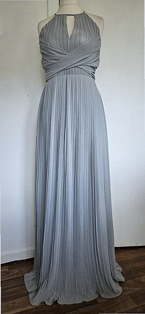 TFNC Kleid Gr. 14 Grün Plissee Maxi Abschlussball Lang Party Hochzeit Gast Salbei