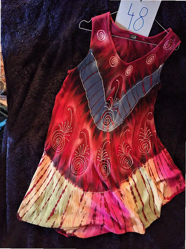 Thailand Urlaub Strand Party Freizeit Lounge Batik Hippie Kleid Hängerchen Gr 48