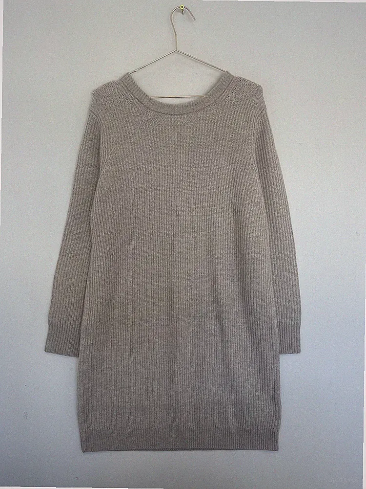The White Company Kleid mit Kaschmir Wollmischung Beige Gr. UK18 Bindeband Rückenausschnitt