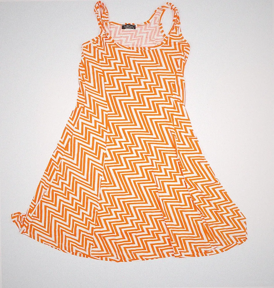 Tiamo Damen orange Chevron A-Linie ärmellos Jerseykleid XL