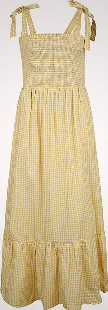Timeless London Langes Kleid Damen Sonny Dress gelb/weiß A-Linien-Kleider