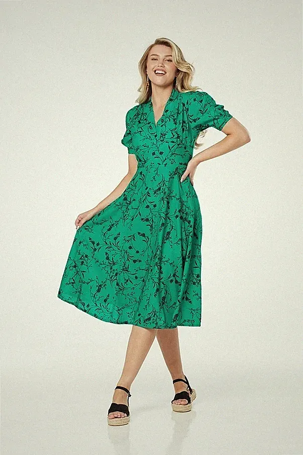 Timeless London ROSSEL KLEID FLORAL TEA DRESS aus Krepp Gr. L-2XL