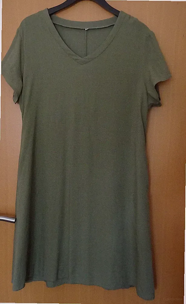 Tincini Sommerkleid , Leinen (70%), V-Ausschnitt, Midi, A-Linie, Gr. L/XL,grün
