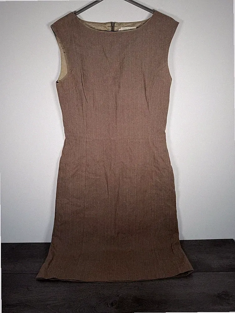 Toast Kleid Damen 10 braun Fischgrät Etui ärmellos gefüttert Arbeitskleidung Büro
