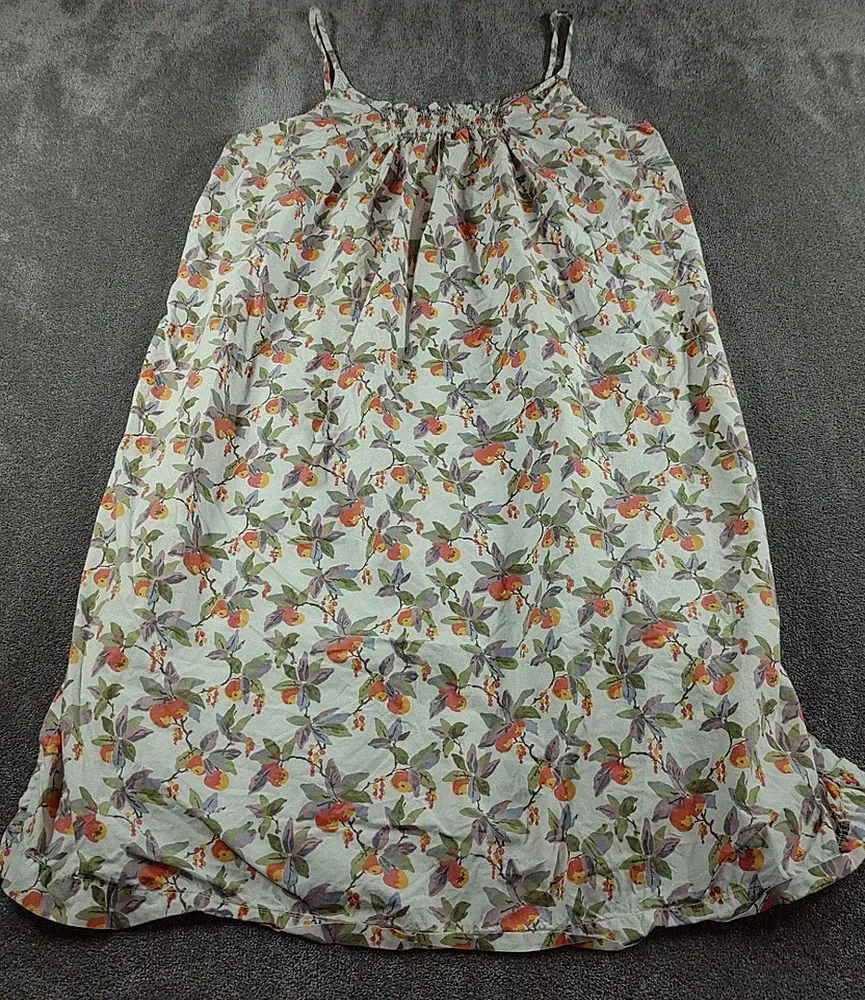 Toast Kleid Damen XL weiß Baumwolle Obst gesmokt Boho Sommer Sommerkleid Midi