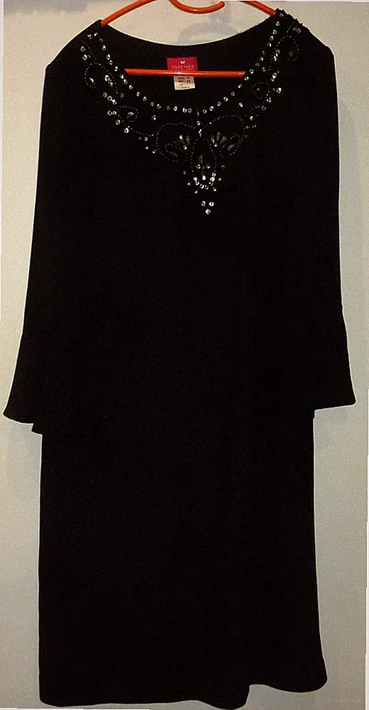 TOGETHER elegantes stretch Kleid Gr. 40/ 42 schwarz Silvester A-Linie