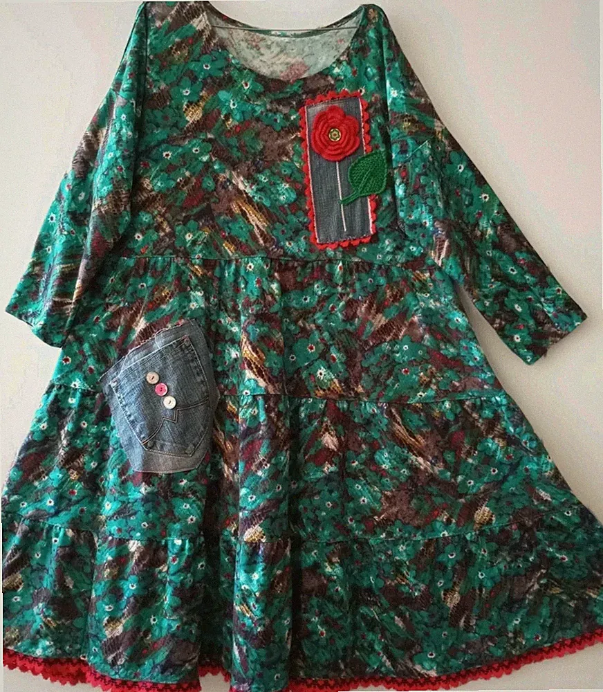 Tolle kleid A-LINIE Stufig Lagenlook Einzelstück Boho Upcycling
