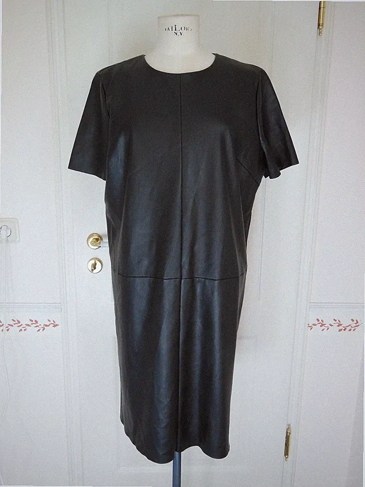 Tolles Kleid Lederkleid Etuikleid Leder-Optik Kunstleder Schwarz Gr 44
