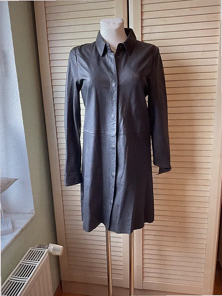 Tolles Lederkleid von TRANSMISSION grau Echtleder Gr. S 36