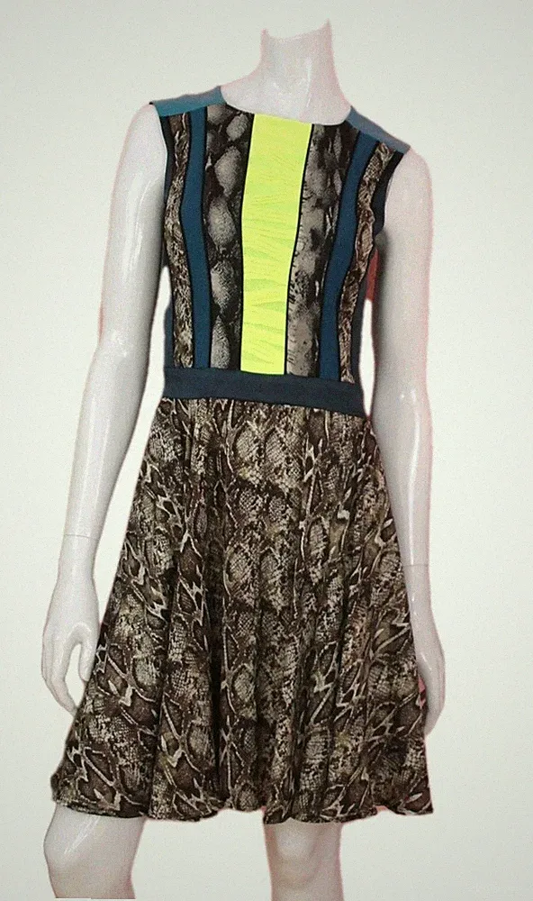 tolles Luxus Kleid Marcel Ostertag Größe 36 S gemustert Fashion